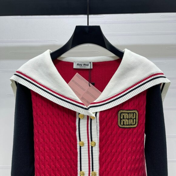 Miu Miu 2025 latest color-block shawl collar knitted cardigan - Picture 8 of 8